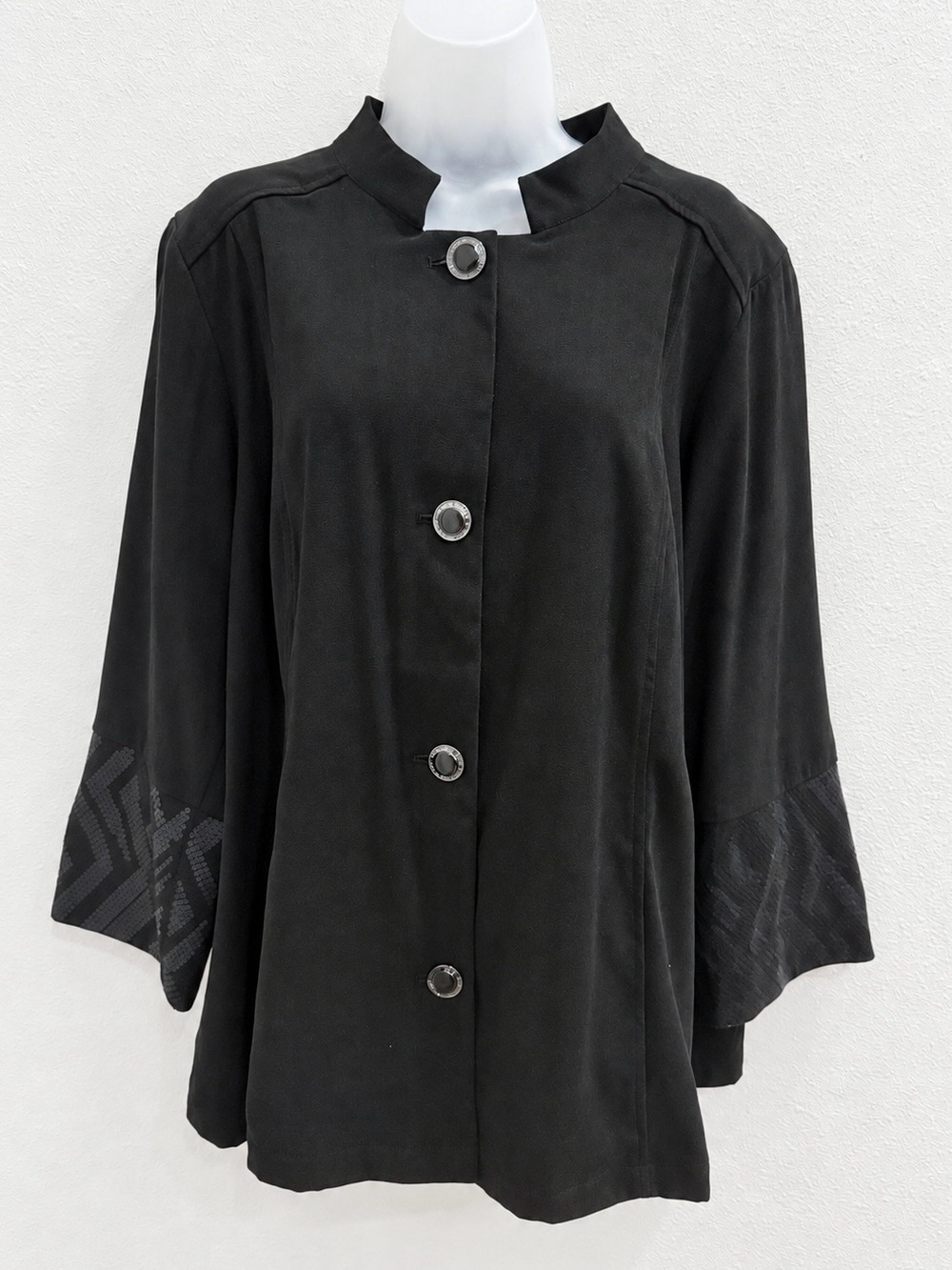 Vintage Bob Mackie Jacket XL Black Faux Suede Sequin Cuff Wearable Art